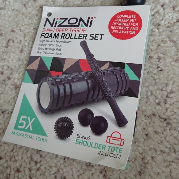 Brand New Nizoni 5-in-1 Deep Tissue Foam Roller Set W/Shoulder Tote Bag - Picture 6 of 8